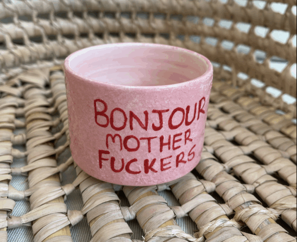 bonjour yazılı pembe duble Türk kahvesi bardağı - Görsel 2